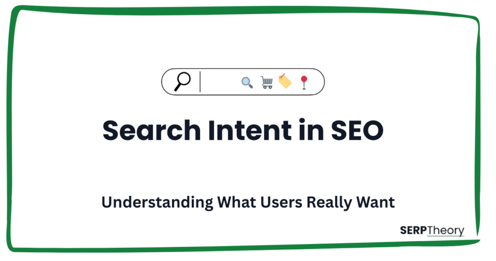 Diagram explaining search intent types in SEO including informational, navigational, commercial and transactional intent